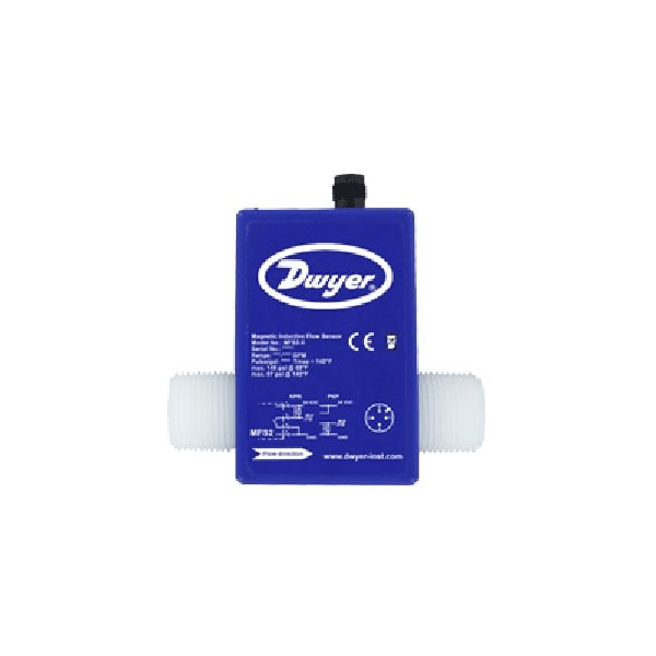 Magnetic inductive flow sensor, range .07 to 1.3 GPM (0.25 to 5 LPM), 1/2" male NPT
